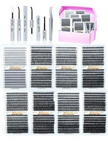 RITALASH RITA 2560/640pcs Single Cluster False Eyelash Extension Set 10D+20D+30D+40D+50D+60D+80D Dense Lash Clusters With Lash Glue, Sealer And Tweezers 10-16mm 7-Style Mixed Lash Cluster Set - Black - View 1