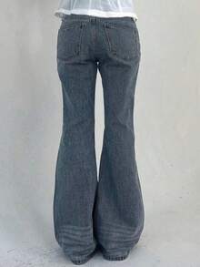 Teen Girl High Waist Flare Jeans With Slant Pockets - Light Wash - View 4