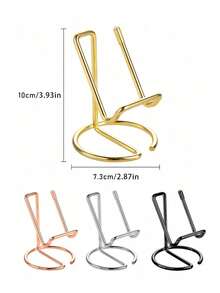 1pc Minimalist Iron Wire Metal Desktop Phone Tablet Holder, Universal Cell Phone Stand For Desk, Creative Tabletop Decor Ornament, Practical Home Office Desk Accessory, Compatible With Smartphones & Tablets - Wrought Iron - View 5