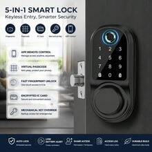 Smart Lock Fingerprint Door Lock – Tuya APP Remote Control, Keyless Entry Door Lock With Biometric Fingerprint, Password, Key, Passage Mode For Home Office – Black - AF06DSTUYA - مشاهدة 1