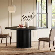 LITTLE TREE Round Dining Table, 120 Cm Dining Table Black For 4 People, Dining Room Table With Sturdy Metal Frame, Modern Dining Room Furniture - Black - View 4