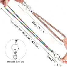 1pc Multicolor Rhinestone Lanyard - Durable Nylon With Metal Buckle, Elegant Sparkling ID And Phone Keychain, Suitable For Office, Teacher, Student (7 Colors: Mixed/Grey/Pink/Red/Green/Blue/Black), Halloween, Christmas - Multiple Styles - View 10
