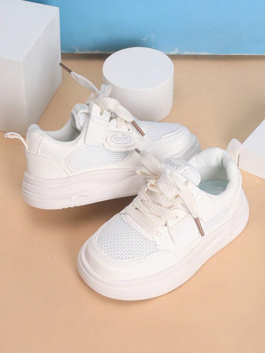 Toddler Fashion Versatile Casual Hook And Loop Sports Skate Shoes - White - View 1