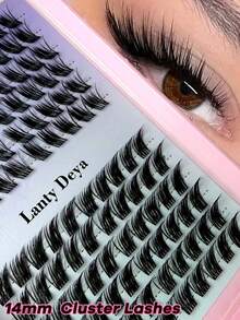 120pcs DIY Eyelash Extensions D-Curl Long Single Lash Pink Tray Faux Mink Lash Clusters, Lash Clusters, Single Lashes, False Eyelashes, False Eyelashes - D - View 3