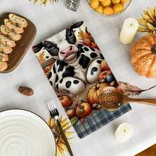 2/4/48pcs Autumn Series Small Flower & Cow Harvest Pattern Printed Kitchen Towels - Ultra Soft, Highly Absorbent Polyester Dish & Hand Towels, Perfect For Holiday Decor, Kitchen Decor, Party Decor. - Multicolor - View 11