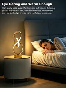 1pc Modern Spiral Creative Table Lamp, Minimalist Adjustable LED Atmosphere Light, USB Powered Night Light With 3 Color Temperature Settings, Plug-In LED Lamp, Holiday Gift For Family And Friends On Christmas And Halloween - Multicolor - View 7