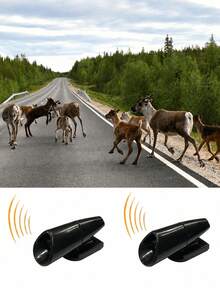 2件裝風力驅動超音波動物驅趕器－鹿與野生動物威懾器，適用於汽車，無需電池，無需接線，可輕鬆黏貼於前保桿或車頂，夜間與鄉村道路有效，森林地帶駕駛員的安全裝置 - 風力驅鹿哨 - 查看 10