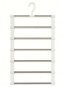7-Tier Or 5-Tier Multi-Layer Pants Rack, Saves 80% Space, Multi-Functional Non-Slip Trapezoidal Design, Foldable Storage, Stainless Steel Material, Can Hang Scarves, Long Pants, Ties, Bed Sheets, Etc., Closet Storage Rack - Multicolor - View 11