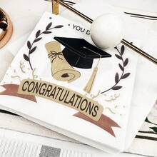 100/60/20pcs 13 * 13 Inch Disposable Graduation Season Party Napkins, Graduation Caps And Scroll Patterns, With The Word "Congratulations", Used For Graduation Season Parties, Graduation Celebrations, Family Gatherings, And Restaurant Decorations - Apricot - View 13
