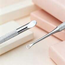 1pc Double-Ended Long Nail Cuticle Pusher, Shiny Silver Round Steel Pusher, Ring-Shaped Exfoliating Steel Scraper, Diamond Anti-Slip Handle For Stable Grip, Ring-Shaped End For Cleaning Nail Surface And Slanted Edge For Pushing Up Cuticle Dead Skin, Suitable For Home Nail DIY, Salon Hand Care, Short Video Nail Styling, Daily Makeup Matching - Multicolor - View 3