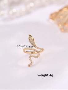 1pc Snake Shaped Ring For Women, Luxury Niche Design, Personalized Open Index Finger Ring - Yellow Gold - View 5