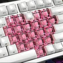 مجموعة أغطية مفاتيح PC شفافة فارغة بدون حروف أو أنماط، 21 مفتاح، ترتيب بتصميم على شكل قلب، أغطية مفاتيح مخصصة بإضاءة RGB خلفية بأسلوب Y2K Kawaii، متوافقة مع لوحات مفاتيح ميكانيكية للألعاب بساق MX عالمي 60% 65% 75%، ألوان شفافة متعددة اختيارية - مشاهدة 5