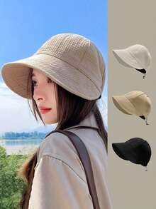 Ladies' Waffle Baseball Cap And Bucket Hat, Fashionable Sun Protection Beach Travel Sun Hat, Suitable For Wearing In Spring, Summer, And Autumn - Multicolor - View 1