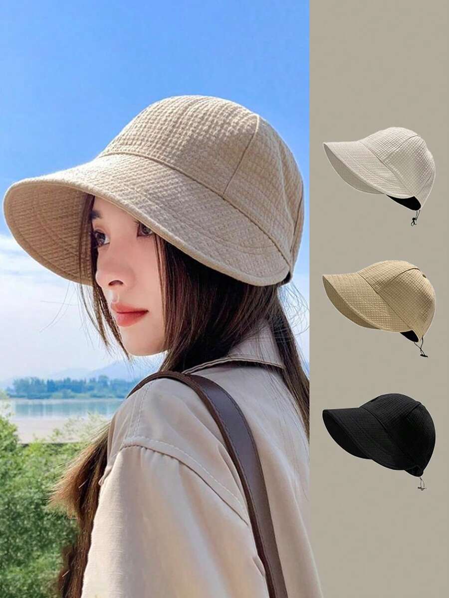Ladies' Waffle Baseball Cap And Bucket Hat, Fashionable Sun Protection Beach Travel Sun Hat, Suitable For Wearing In Spring, Summer, And Autumn - Multicolor - View 1