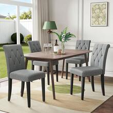 Upholstered Dining Chairs Set Of 4, Button Tufted Parsons Dining Chair With Solid Wood Legs, Modern Fabric Side Chair For Dining Room/Kitchen/Restaurant/Hotel- Grey - Grey - View 1