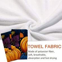 2/4/48pcs Autumn Series Deep Blue Contrast Pumpkin Pattern Printed Kitchen Towels - Ultra Soft, Highly Absorbent Polyester Tablecloths And Hand Towels, Perfect For Holiday Decor, Kitchen Decor, Party Decor. - Multicolor - View 6