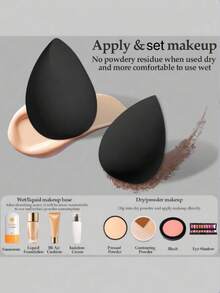 14 Pcs Makeup Sponge Set With Storage Jar, Soft Makeup Sponge For Liquid Foundation, Makeup Sponge Finger Puff, Dual-Use Dry And Wet Foundation Makeup Puff - Multicolor - View 3