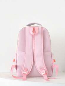 2026 Cute Colorblock Women's Backpack, Multi-Pocket Nylon Student Backpack, Cute Laptop Backpack Set For Girls - Multicolor - View 8