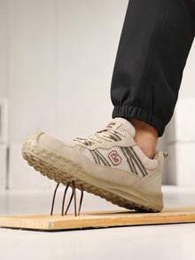 GUYISA Men's Khaki Professional Anti-Crush Anti-Puncture Protective Shoes, Workwear Series Solid Sole Oil-Resistant Acid-Alkali Resistant Lightweight Breathable Summer Functional Shoes - Khaki - View 3
