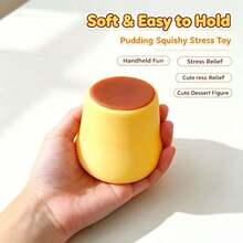 1pc-Cute Pudding Squishy Toy Soft Slow Rising Stress Relief Squeeze Fidget Toy - Yellow - Pudding Handmade Squishy Ball - View 9
