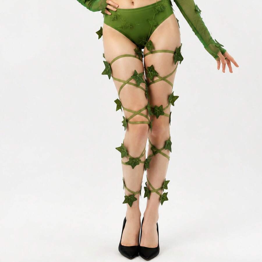 Halloween Green Leaf Leg Wrap Decoration For Women, One Size - View 1