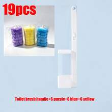 56/72/120 piezas Recambio de cepillo de baño, bolsa de embalaje transparente de tres colores, recambio de cepillo de baño, almohadilla desechable de cabezal de cepillo de baño, apto para bañera y lavabo - Cabezal de repuesto para cepillo de inodoro - Ver 12