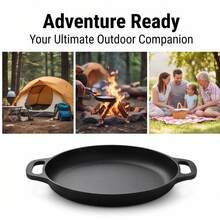 Cast Iron Skillet, Pre-Seasoned, Multi-Functional, Non-Stick, Perfect For Pizza Lovers, Home Kitchen, Outdoor Cooking, Durable, Even Heating, Versatile, Compatible With All Stovetops, Ideal For Home Kitchen And Outdoor Cooking - Black - View 9