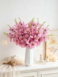 6/12件裝人造水仙花與木蘭花絲綢花，居家客廳婚禮桌面裝飾，浪漫主題 - 淡紫色 - 查看 5