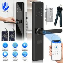 Cerradura inteligente capacitiva con huella dactilar, manija y teclado (incluye llave y tarjeta) – Olvídese de las llaves perdidas, entrada sin llave y acceso remoto, bloqueo automático y con un solo toque | Cerraduras inteligentes digitales | Fácil instalación | Resistente al agua IP54, apta para hogares, - Negro - Ver 1