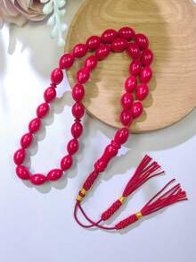 1pc Oval 33-Bead Muslim Men's Prayer Beads, Colorful Resin Material High-Quality Prayer Beads, Daily Wear, Festival Wear, Couple Prayer Beads - Multicolor - View 12