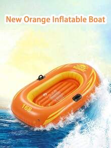 1pc Summer Sky Blue Creative Blue & White Inflatable Boat, Single Person Inflatable Boat, Water Sports Single Boat, Suitable For Amusement Parks, Swimming Pools, Shallow Waters, Multiple Ways To Play, Water Toy, Pool Party Essential - Multicolor - View 13