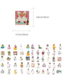 50pcs Bath Duck Stickers For Decorating Planner, Diary, Scrapbook, Notebook, Luggage, Guitar, Black & White Notebook, Tablet, Water Bottle, Phone, Christmas Gift Decoration - Multicolor - View 6