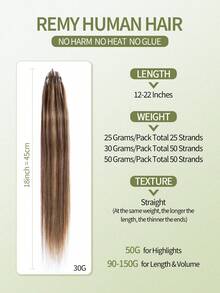 1B Natural Black Straight Human Hair I-Tip Hair Extensions Keratin Bond Invisible Hair Extensions Festival Concert Accessory Summer Travel Vacation Essential - S4/27 - View 2