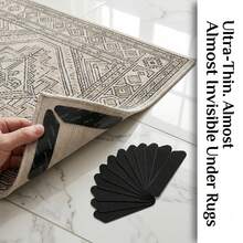 [4/8/16/32pcs] Wood Floor Carpet Stickers, Area Rug Stickers, Non-Slip Carpet Corner Clips, Used To Fix Kitchen And Bedroom Carpets, Removable Non-Slip Carpet Pads - Black - View 10