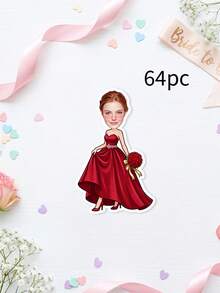 36/64/132pcs Personalized Wedding Bride Stickers, Custom Photo,Bride Face Shot Glasses Stickers,Bachelorette Party Cups Stickers Favors - Multicolor - View 29