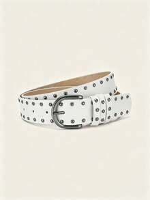 1pc Studded Decor Pin Buckle Wide Belt, Vintage Punk Waist Belt For Jeans Skirt, Y2K Streetwear Fashion Accessory - A - View 5
