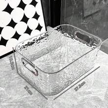 1/2pcs Water Ripple Texture Transparent Storage Box With Dual Handles, Acrylic Cosmetic Organizer Basket, Desktop Storage Box Suitable For Makeup, Skincare, Bathroom Countertop And Vanity - Clear - View 9