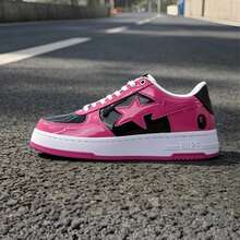 A BATHING APE 1雙中性款亮色 BAPE STA 星形 Logo 低筒休閒通勤運動運動鞋 - 鏡面桃紅黑 - 查看 2