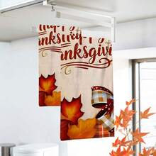 2/4/48pcs Autumn Series Thanksgiving Maple Leaf Plaid Hat Pattern Printed Kitchen Towels - Super Soft, Highly Absorbent Polyester Tablecloths And Hand Towels, Perfect For Holiday Decor, Kitchen Decor, Party Decor - Multicolor - View 5
