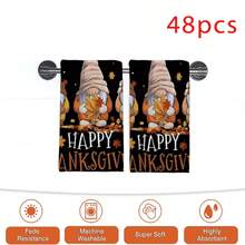 2/4/48pcs Autumn Series Gnome Dwarf Thanksgiving Pattern Printed Kitchen Towels - Super Soft, Highly Absorbent Polyester Dishcloths And Hand Towels, Perfect For Holiday Decor, Kitchen Decor, Party Decor. - Multicolor - View 13