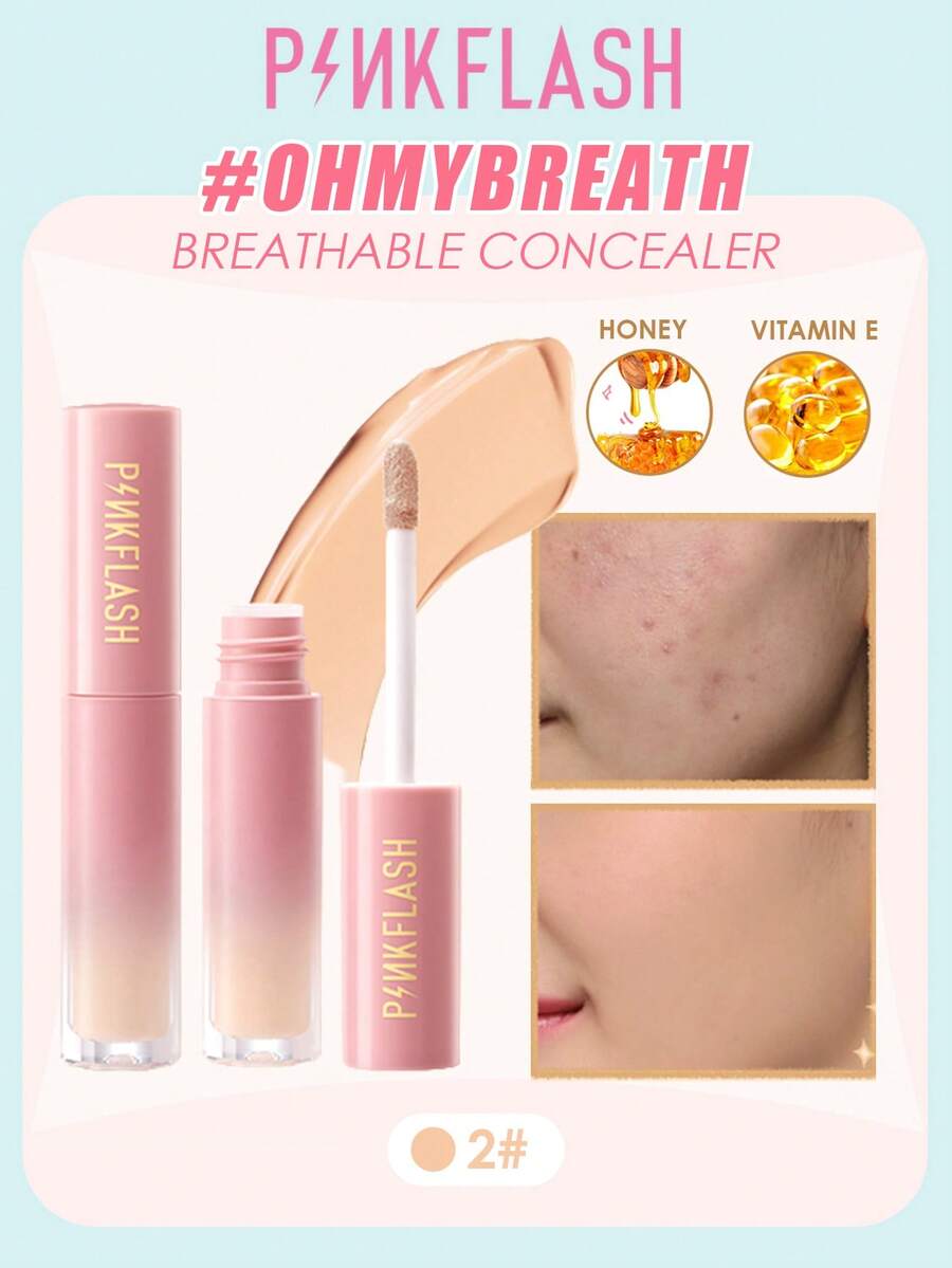PINKFLASH 3.2g Long-Lasting Matte Concealer, Oil-Control Soft Focus, No Creasing Under Eyes, Sweat-Resistant, Water-Resistant, Smudge-Proof, Buildable Full Coverage, Ultra-Lightweight And Non-Heavy - #2 - View 1