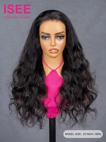 ISEE Hair Body Wave Invisi Draw-Strings 360 Lace Frontal Glueless Wig Wear And Go Natural Color 14-26 Inch 180% Density Soft & Silky Pre-Bleached Pre-Plucked Hairline Seamless Blend Natural Scalp Look For Women - SNatural - View 4