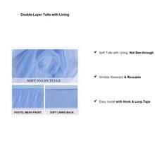 1 Pc Pale Blue Sheer Ruched + Lining Tablecloth, Suitable For Rectangular And Round Tables - Perfect For Birthday Parties, Weddings, Bridal Showers, Cake Tables And All Celebration Events - Baby Blue - View 5
