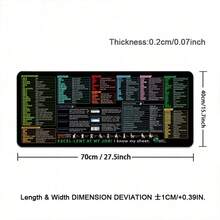 1pc Office Multi-Function Shortcut Mouse Pad, Excel Large Size Mouse Pad, Multiple Sizes Rubber Non-Slip Bottom Design, Decorative Desk Pad, Suitable For School, Home, Gaming, Editing, Data Formatting, Workbook And Other Basic Uses - View 19