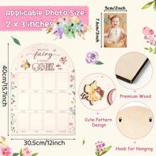 1pc Fairy Theme Baby Girl 1st Birthday Photo Display Board, Floral Butterfly Monthly Milestone Photo Board, 1st Birthday Party Decoration - Wood Color-1 - View 8