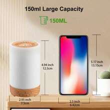 超音波香氛擴香機 冷霧加濕器，自動斷電，精油擴香，USB供電 150ml，7色LED燈，定時靜音霧化，適用於居家、辦公室、瑜伽、SPA、空氣清新 - T33 - 查看 4