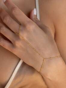 1pc Stainless Steel Waterproof Minimalist Finger Chain Beaded Bracelet Bohemian Style Wedding Jewelry Women Gift - Bracelet - View 2