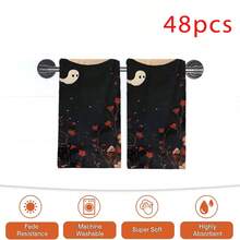 2/4/48pcs Halloween Series Moonlit Flower Field Little Ghost Pattern Printed Kitchen Towels - Ultra Soft, Highly Absorbent Polyester Tablecloths And Hand Towels, Perfect For Holiday Decor, Kitchen Decor, Party Decor. - Multicolor - View 14