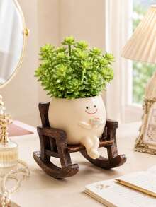 1件搖椅造型多肉植物盆栽樹脂工藝裝飾品，咖啡花盆，桌面裝飾，花園庭院花盆 - A - 查看 6