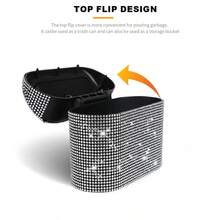 Papelera brillante para mascotas, caja de almacenamiento de accesorios para automóviles, papelera de coche cuadrada prensada con decoración de diamantes brillantes - Unitalla - Ver 6